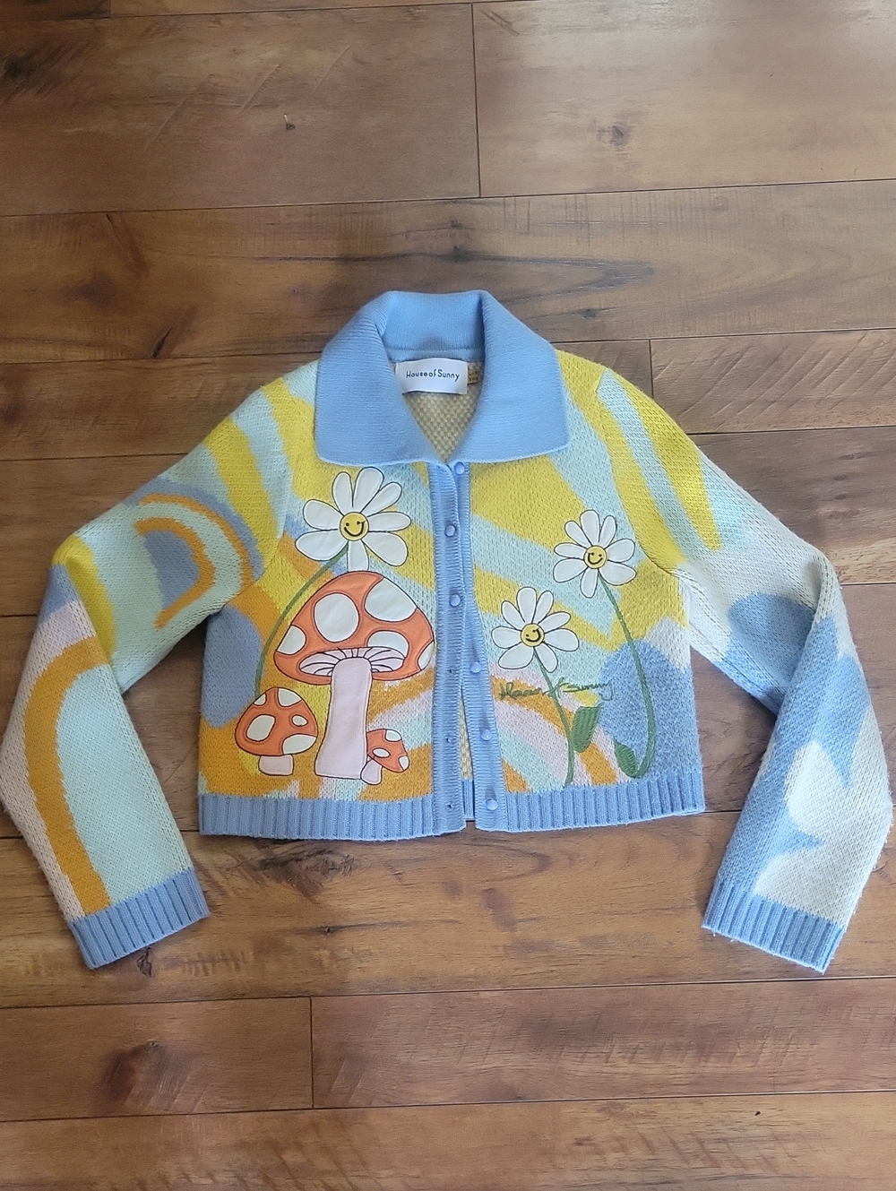 House of Sunny sz 2 mushroom, daisy cardigan